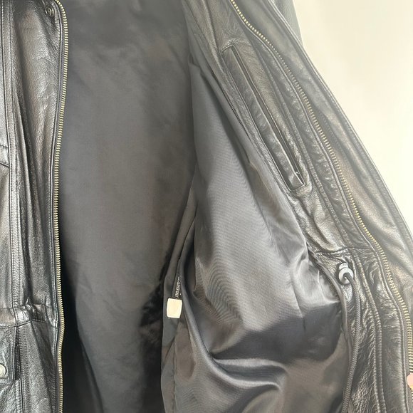 Vintage 90's Oversized Wilsons Leather Black Heavyweight Utility Jacket - Picture 13 of 14